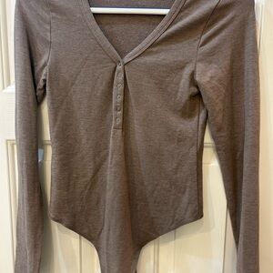 Abercrombie & Fitch Brown V-Neck Bodysuit